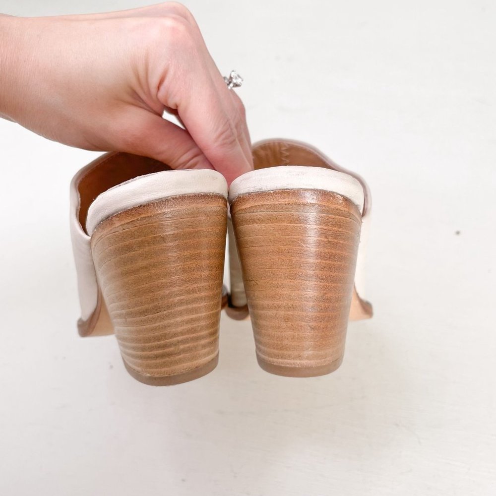 Free People Cream Leather Brayden Western Mule in Bone Cowboy Size 37.5 US 7.5 - Picture 4 of 10